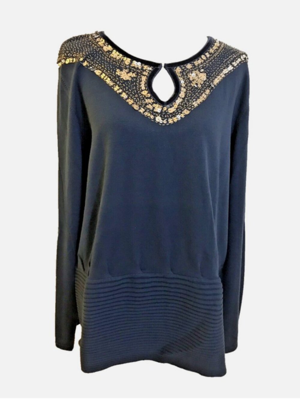 Colleen Lopez NWT Blue Knit Sequin Top XL My Favorite Things